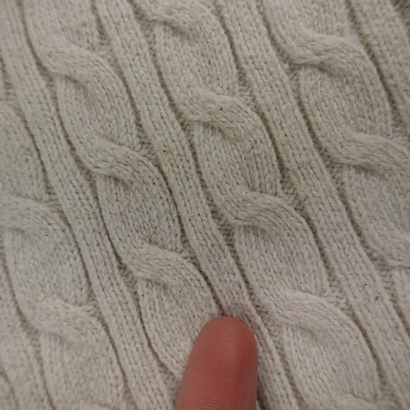 VTG Abercrombie Fitch Sweater Womens M White Cable Knit Crewneck Pullover Y2K - Picture 12 of 16